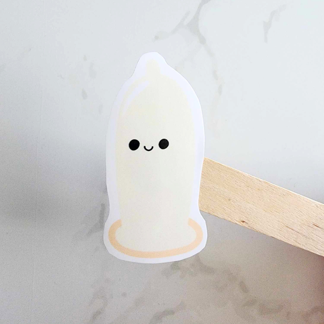 Cute Face Condom Vinyl Sticker Decal